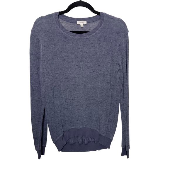 Aritzia Wilfred Burnout Long Sleeve Tee Blue 2XS XXSmall Ribbed Hem and Neck - Picture 1 of 9